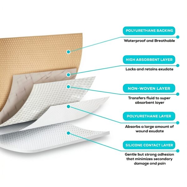 MED WAY Wound Dressing 4x4 Absorbent Water Resistant Foam-3