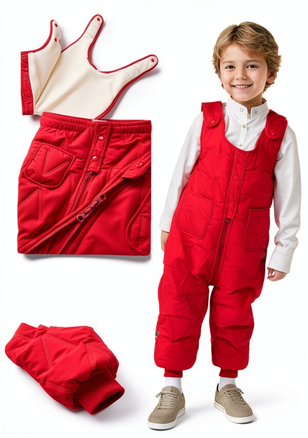 Baby Snow Bib Overalls Soft Windproof Thermal Snowsuits Kids-3