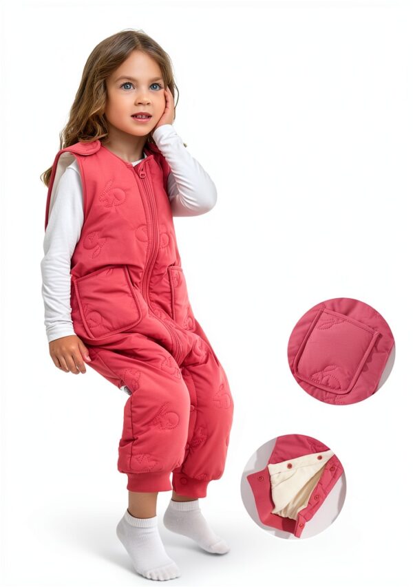 Baby Snowsuit Sleeveless Thermal Insulation Winter Bib Pants-3