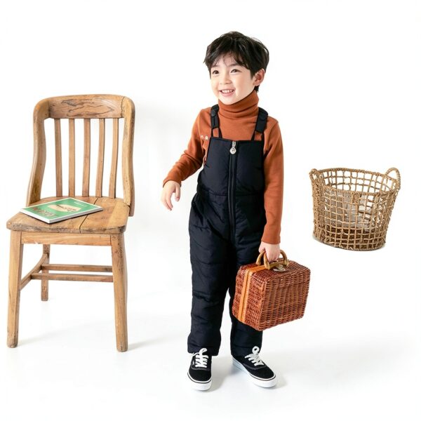 Happy Cherry Baby Girls Snow Bib Pants Down Padded Water-3