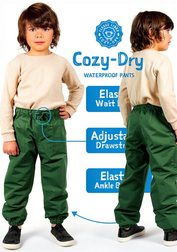 Twinklebelle Kids Waterproof Fleece Lined Rain Snow Pants-1