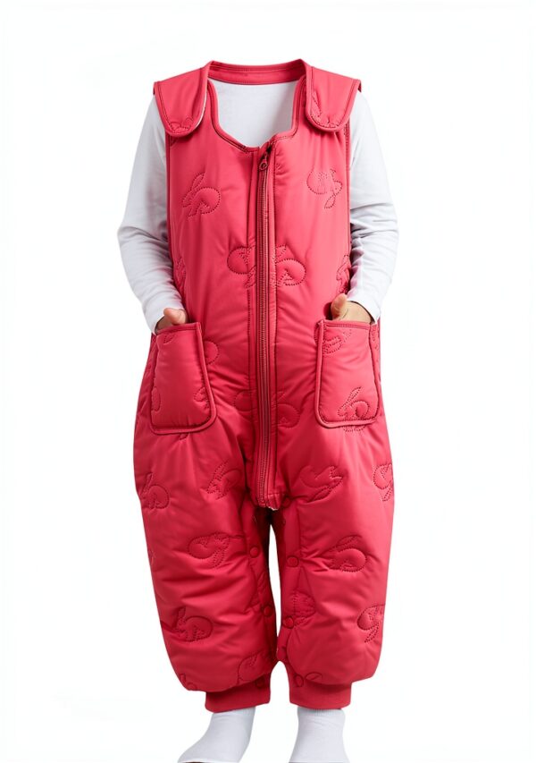 Baby Snowsuit Sleeveless Thermal Insulation Winter Bib Pants-0