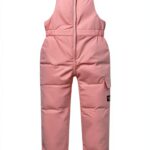 Toddler Snow Pants Polyester Elastic Suspenders Pink Black-0