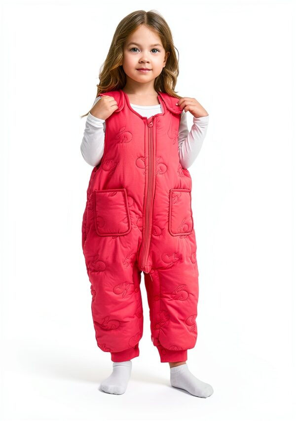 Baby Snowsuit Sleeveless Thermal Insulation Winter Bib Pants-4
