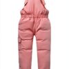 Toddler Snow Pants Polyester Elastic Suspenders Pink Black-1
