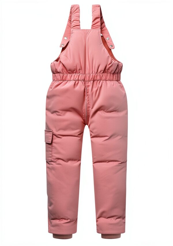 Toddler Snow Pants Polyester Elastic Suspenders Pink Black-1
